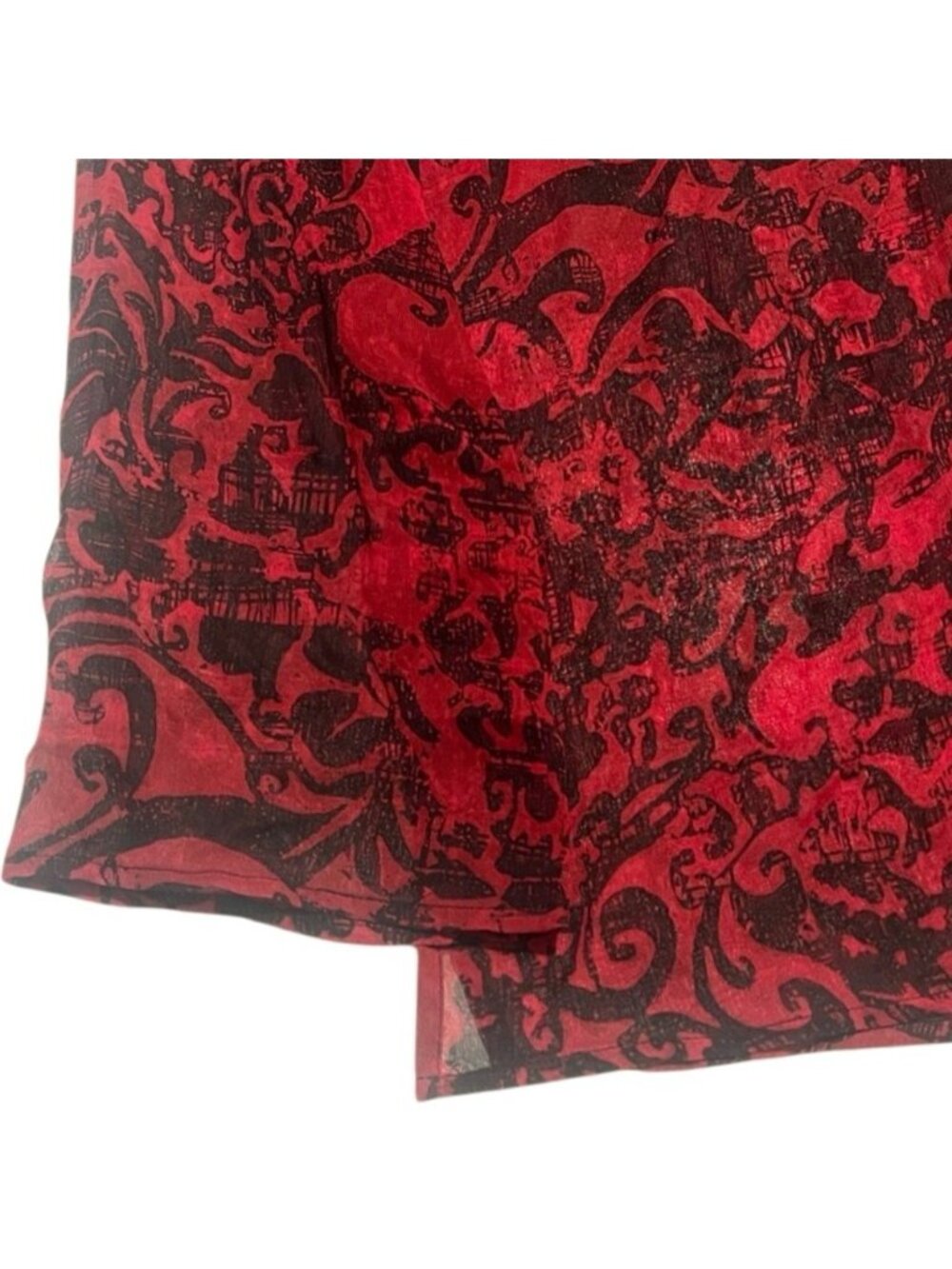 Chico's Deep Red & Black Beaded V Neck Long Sleeves Sheer Silk Top Size Large - Picture 5 of 10